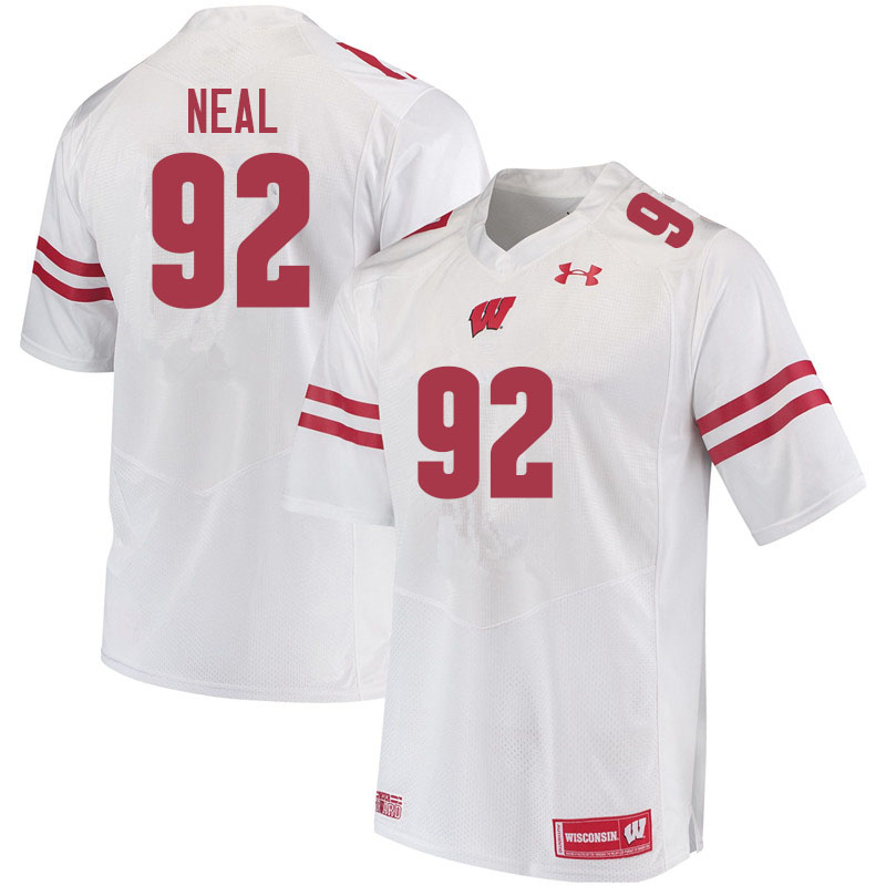 Men #92 Curt Neal Wisconsin Badgers College Football Jerseys Sale-White - Click Image to Close